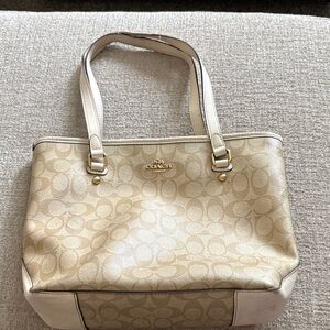 Coach Beige Signature Tote Bag